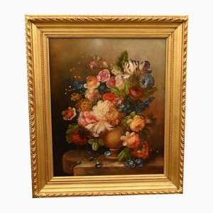 Georgian Artist, Still Life with Flowers, Oil Painting, Framed