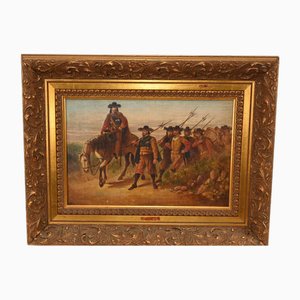 Artista inglés, Caballeros de la Guerra Civil, Pintura al óleo, Enmarcado