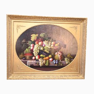 Artista in stile vittoriano, natura morta, pittura a olio, con cornice