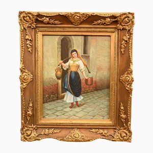 Artiste Espagnol, Portrait de Séville Wine Lady, Huile sur Toile, Encadrée