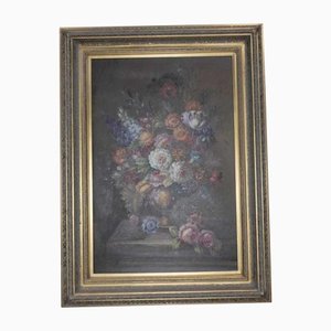 Artista olandese, natura morta floreale, pittura ad olio, Incorniciato