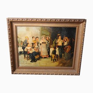 French Artist, Peasant Scene, Oil Painting, Framed