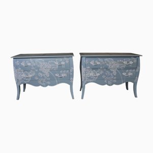 French Painted Commodes Chest Drawers Shabby Farmhouse, Set of 2