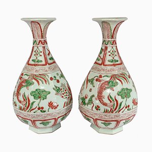 Vasi Qing in ceramica, set di 2