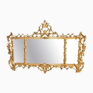 Miroir de Cheminée Chippendale Rococo en Bois Doré