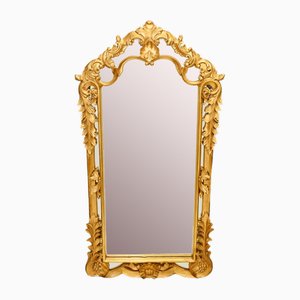 French Rococo Gilt Pier Mirror Floral Frame in Glass