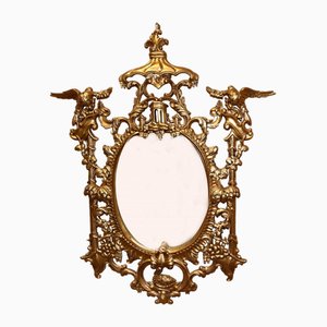 Specchio dorato Chippendale con uccelli decorati