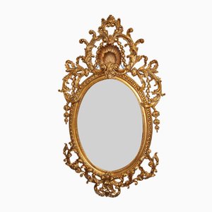 Espejos de muelle ovalados rococó franceses con espejo dorado Luis XVI