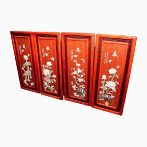 Panneaux Placques en Bois Dur, Chine, Set de 4