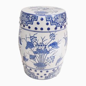 Jarrones Taburete chino Ming de porcelana en azul y blanco. Juego de 2