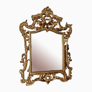 Espejo de muelle Chippendale grande dorado de vidrio rococó