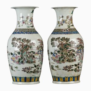 Ming Chinese Porcelain Vases, Set of 2