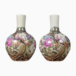 Vases Oiseaux Ming en Porcelaine, Chine, Set de 2