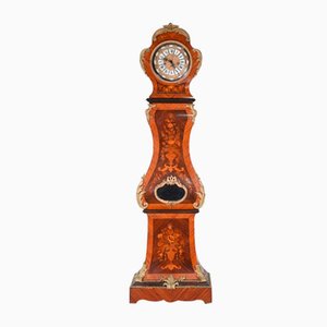 Antique French Floral Inlay Grandfather Clock, 1930s