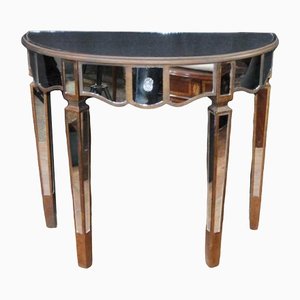 Art Deco Demi Lune Mirrored Console Table