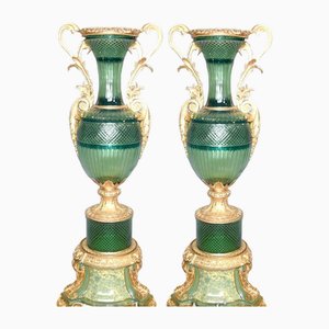 Französische Empire Vasen aus geschliffenem Glas, 2 . Set