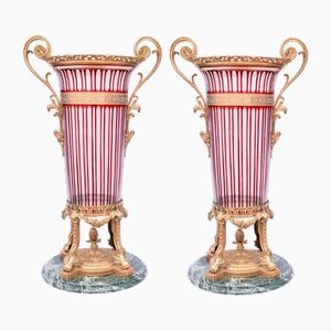 Vases Empire en Cristal Rococo, France, Set de 2