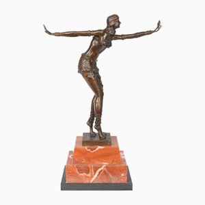 Figura de bailarina de Charleston Art Déco de bronce de Chiparus, años 20