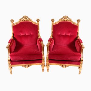 Empire French Gilt Armchairs, 1930s, Set of 2