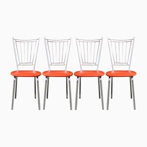 Orange Happy Diner Chairs, Germany, 1960s, Set of 4