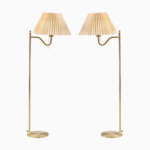 Scandinavian Brass Floor Lamps, 1960s, Set of 2