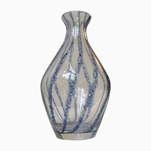 Vaso in vetro di Murano a righe blu di Ercole Barovier per Barovier & Toso, anni '30