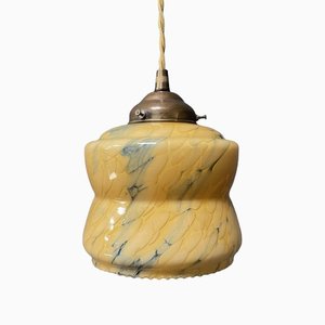 Yellow Marbled Glass Hanging Lamp