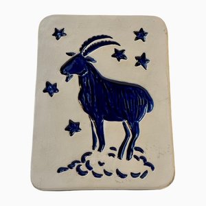 Placca da parete Zodiac Capricon in ceramica di Vallis per Gabriel Sweden, anni '70