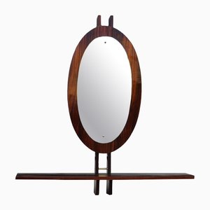 Italian Wall Console with Oval Mirror and Shelf, 1950s
