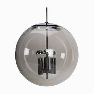 Space Age Transparent Pendant Lamp in Chrome, 1970s