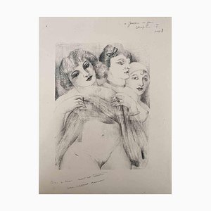 Luc-Albert Moreau, Three Nude Women, Litografía original, principios del siglo XX