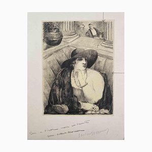 Luc-Albert Moreau, Lady in Saloon, Litografía original, principios del siglo XX