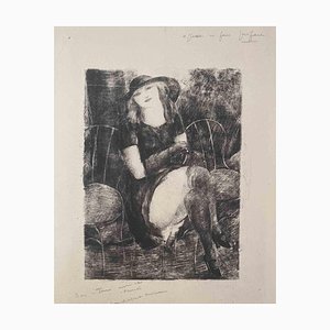 Luc-Albert Moreau, Lady in Saloon, Lithographie Originale, Début 20ème Siècle