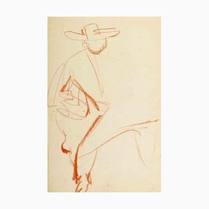 Desconocido, Retrato, Dibujo a lápiz sobre papel, mediados del siglo XX