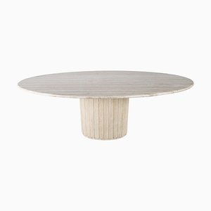 Vintage Oval Dining Table in Travertine, 1970s