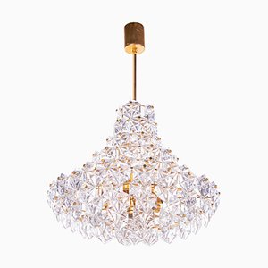 Large German Chandelier in Crystal and Brass from Kinkeldey, 1960s
