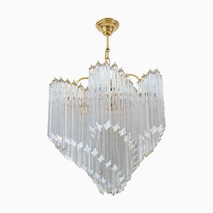 Vintage Chandelier in Murano Glass and Brass, 1980s