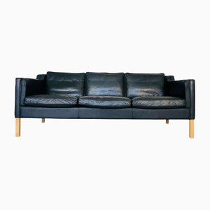 Vintage Danish Stouby Sofa in Black Leather