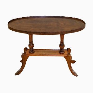 Antique Regency Oval Yew Wood Pie Crust Edge Coffee Table on Sabre Feet