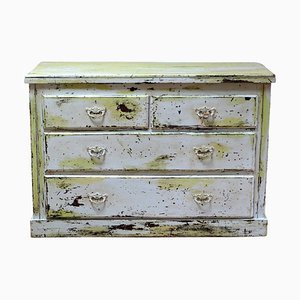 Antique Victorian Pine Lime Green Rustic Chest of Drawers