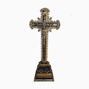 19th Century Napoleon III Metal Christ Argente on Cross