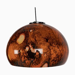 Space Age Pendant Lamp in Orange and Black, 1970s