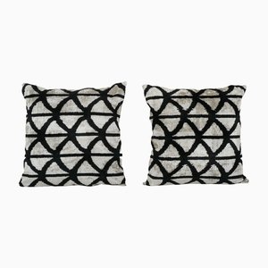 Velvet and Silk Ikat Cushion Covers, 2010s, Set of 2