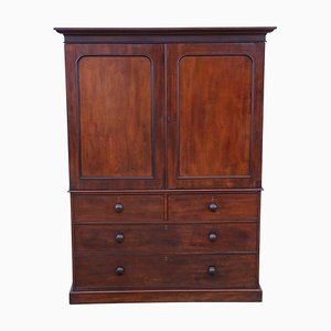 Antique Linen Press Wardrobe in Mahogany from Edwards and Roberts, 1800s