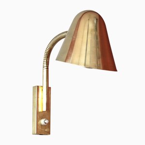 Mid-Century Adjustable Wall Lamp in Brass by Jacques Biny for Luminalité, 1950s