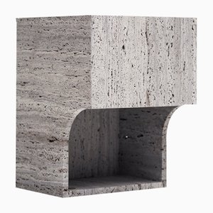 Mesa auxiliar Arch 01.2 C de titanio de travertino de Sam Goyvaerts para barh.design