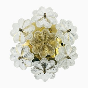 Mid-Century Floral Murano Glass Flush Mount or Wall Light attributed to Ernst Palme for Palwa, Germany, 1970s