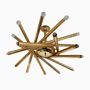 Italian Brass and Glass Ball Sputnik Fireworks Pendant Lamp for Stilnovo. 1950s