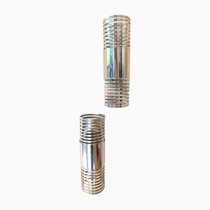 Italian Space Age Spring Wall Lamps in Chrome, 1970s, Set of 2