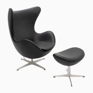 Set of Egg Chair and Ottoman by Arne Jacobsen for Fritz Hansen, 2000s